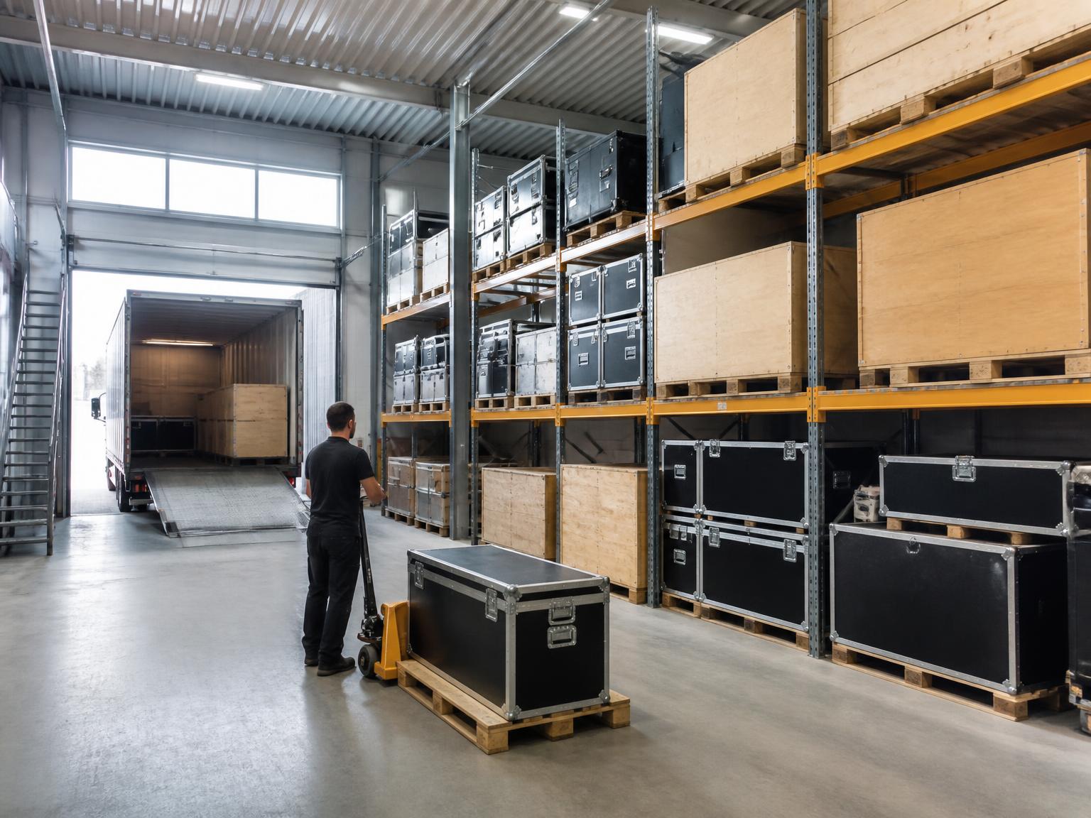 Logistik-Center mit eingelagertem Messematerial